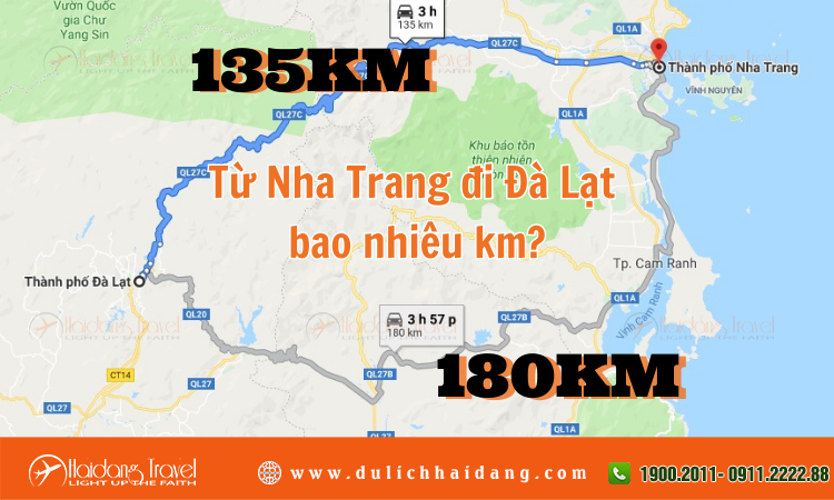 Từ Nha Trang đi Đà Lạt bao nhiêu km?