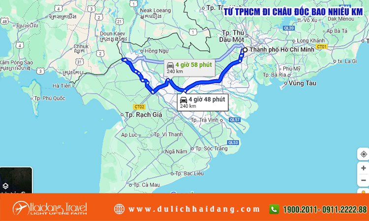 Từ TPHCM đi Châu Đốc bao nhiêu km